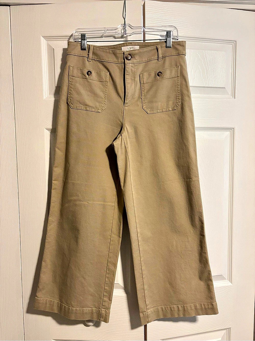LOFT The Palmer Wide Leg Pants Curvy Size 6 Khaki Tan Twill Pants